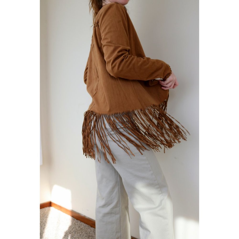 MARFINNO CARAMEL FRINGE JACKET - SIZE L